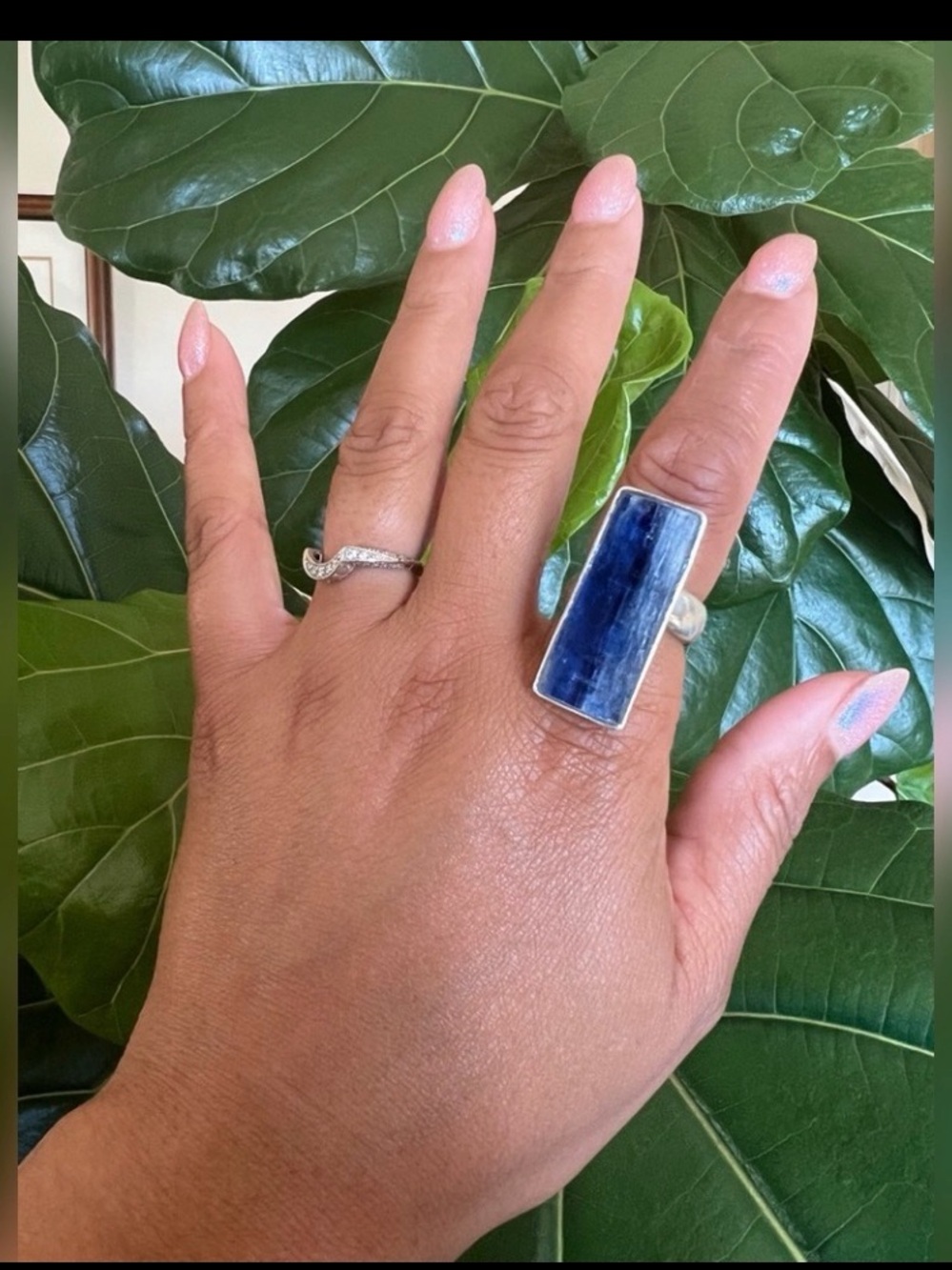 Stunning Charles Albert Kyanite Statement Ring Blue Sterling silver adjustable